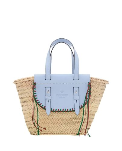 Cuba Lab Totes & shoppers – Tropicana Straw And Leather Tote Bag in blauw