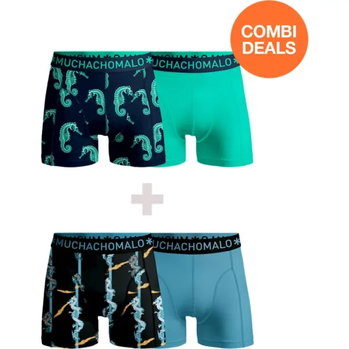 Muchachomalo Heren 2+2-pack boxershorts print/effen