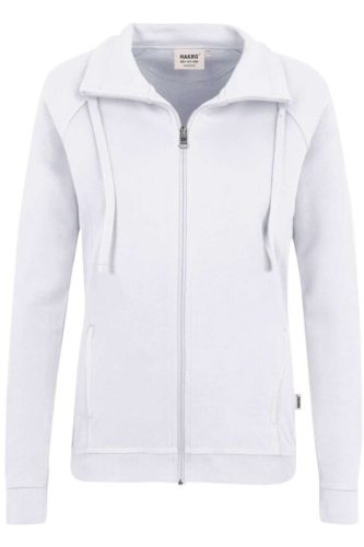 HAKRO Regular Fit Dames Sweatjacket wit, Effen