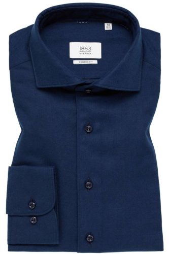 ETERNA 1863 Soft Tailoring Modern Fit Flanellen Overhemd Marine, Effen