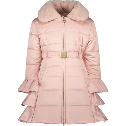 Le Chic Meisjes winterjas ruffel bouquet cotton candy