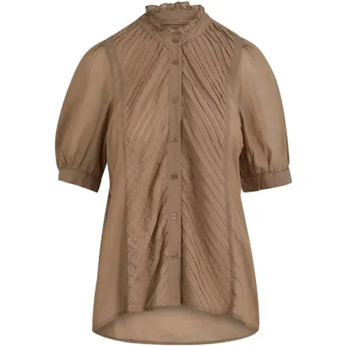 Coster Copenhagen Zandkleurige blouse met korte mouwen