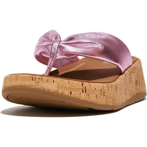 FitFlop F-mode leather-twist flatform toe-thongs (cork)