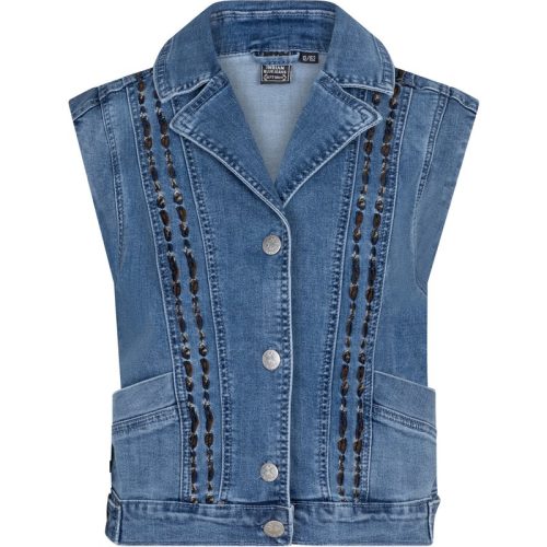 Indian Blue Meiden denim gilet borduursel