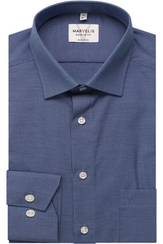 Marvelis Modern Fit Overhemd blauw, Vichy ruit