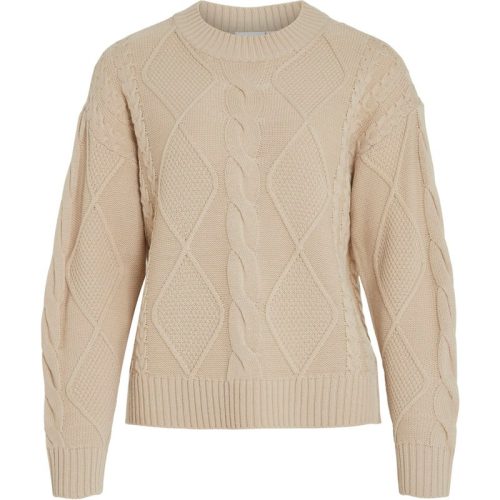 Vila Vilou o-neck ls cable knit top n beige