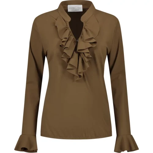 Helena Hart 7257 blouse ruche mocca