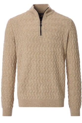 Casa Moda Casual Fit Half-Zip Sweater beige, Motief