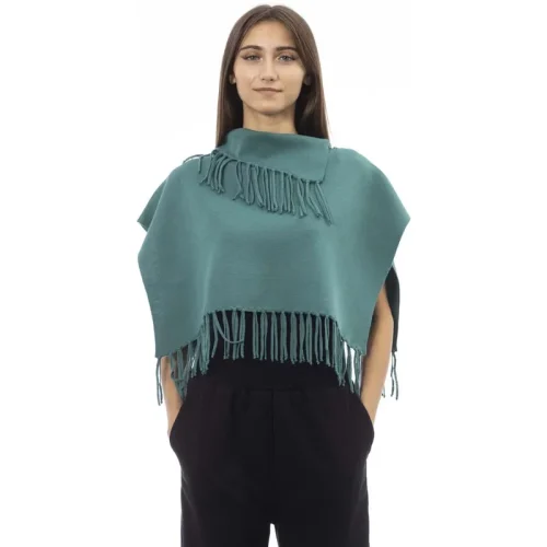 Alpha Studio Wol poncho met franje