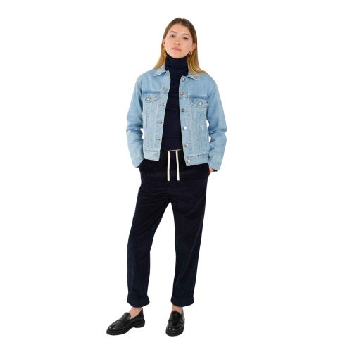 Oversized blauw denim jack van verschoten katoen voor dames F.A.M. Paris Vivi