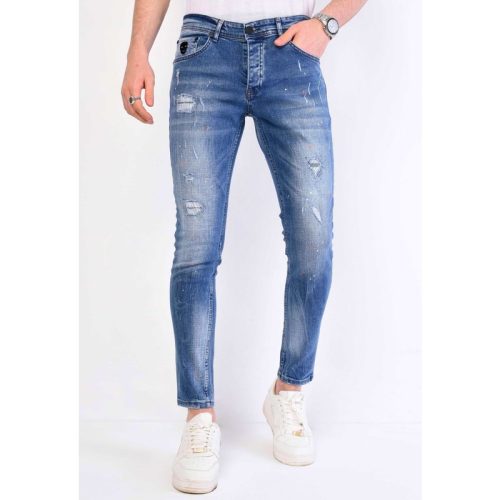 Local Fanatic Broek met verfspatten slim fit 1063