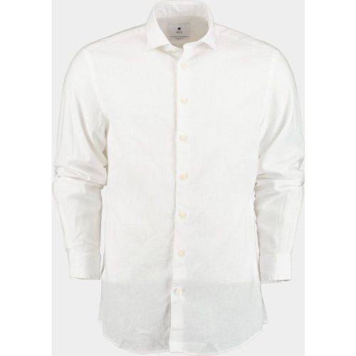 Bos Bright Blue Casual hemd lange mouw avenue li-co ws plain shirt l 24107av01bo/100 white