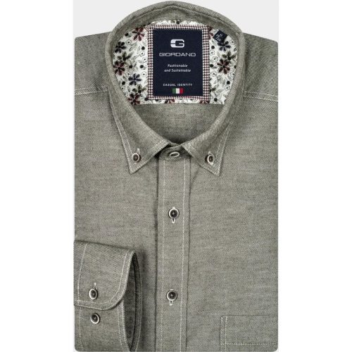 Giordano Casual hemd lange mouw Groen Brando, LS Button Down Two-T 427001/71