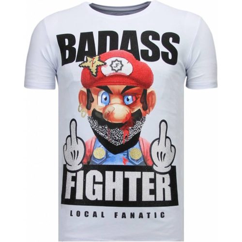 Local Fanatic Fight club mario rhinestone t-shirt