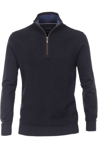 Casa Moda Half-Zip Sweater blauw, Effen