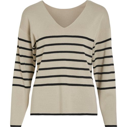 Vila viostria v-neck l/s rev top-noos 14094190 feather grey