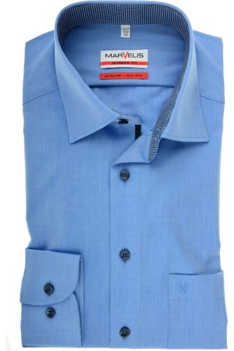 Marvelis Modern Fit Overhemd rook blauw, Effen