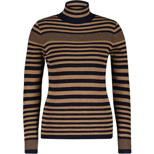 Red Button Roll neck fancy stripe