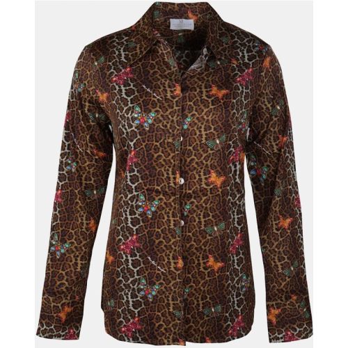 Mucho Gusto Blouse saint-denis luipaardmotief met vlindersbroches