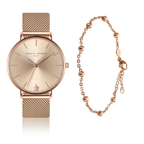 Dameshorloge en armband Amelia Parker Gold Sky