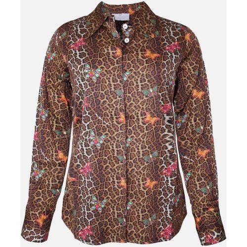 Mucho Gusto Blouse saint-denis luipaardprint met kleurrijke vlinders