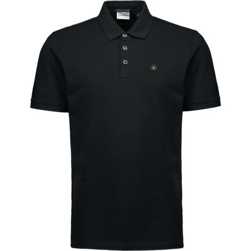 No Excess Polo korte mouw pique garment dyed black