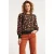 Smashed Lemon 23598 animal print gebreide top met pofmouwen in bruin