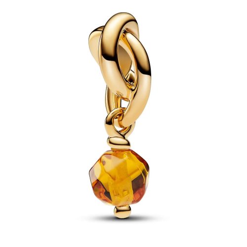 Pandora Charms – Faceted Honey Eternity Circle Dangle Charm in orange