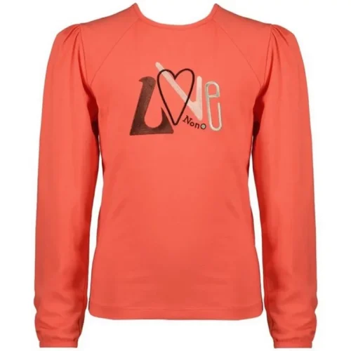 NoNo Meisjes shirt kookie print love winter coral