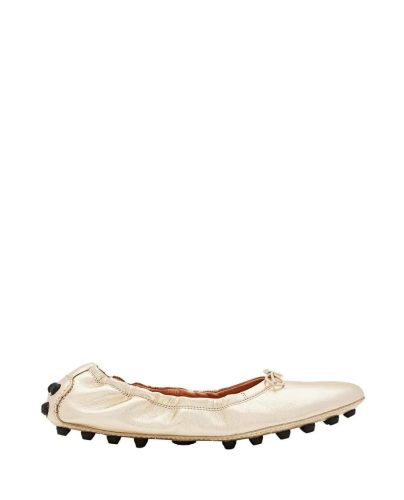 Tod’s Loafers – Gommino Leather Ballet Flats in goud