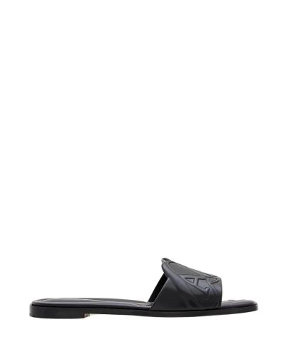 Alexander McQueen Sandalen – Flat Leather Slide Sandal in zwart