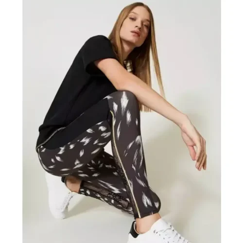 Twin-set Legging met print en kant