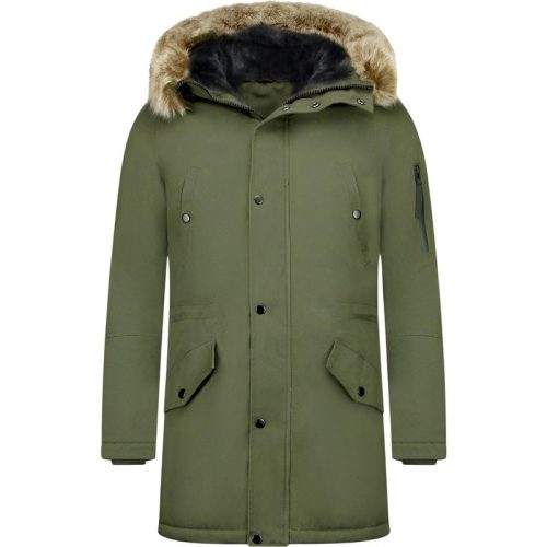 Enos Lange parka jas met faux bontkraag