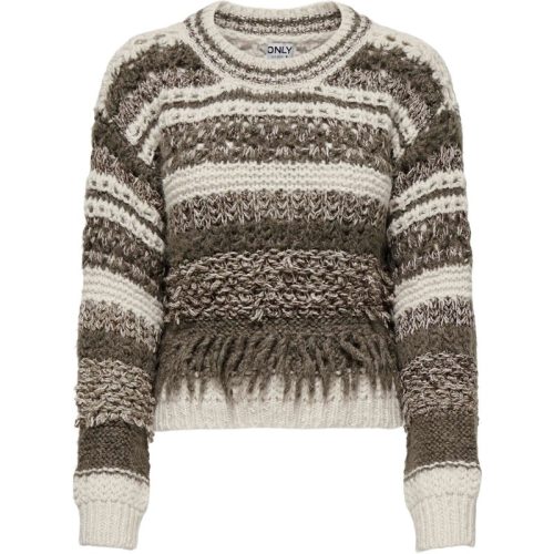 Only Onlfrigg fringe ls pullover ex knt birch/b. chocol