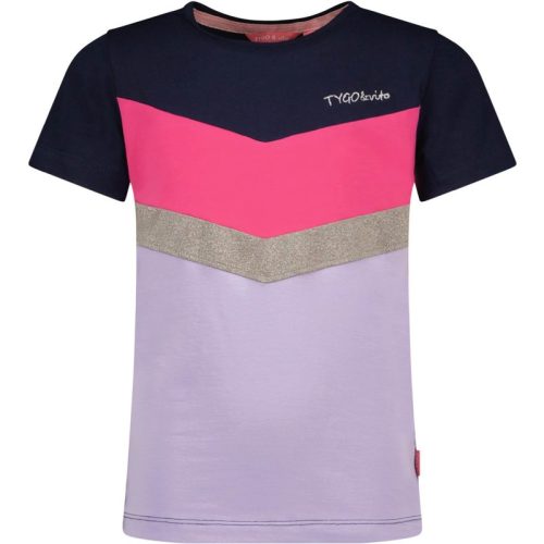 TYGO & vito Meisjes t-shirt met v colorblock navy