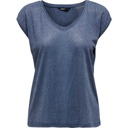 Only Onlsilvery s/s v neck lurex top jrs