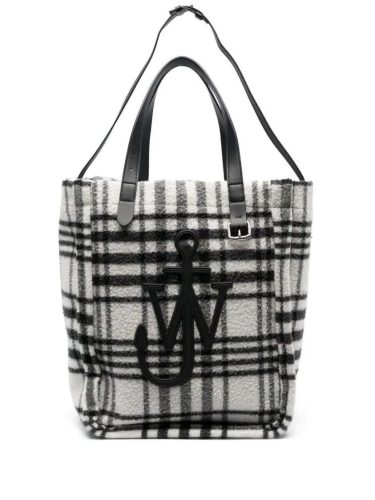 J.W.Anderson Totes & shoppers – Belt Plaid-Check Virgin-Wool Tote Bag in wit