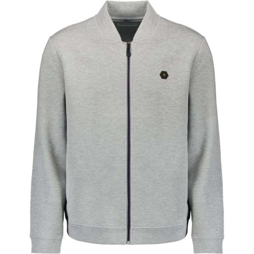 No Excess Sweater full zipper pique bomber grey melange