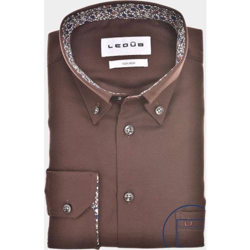 Ledub Business hemd lange mouw Bruin LE24250 MFN 5 0142653/680-480-000