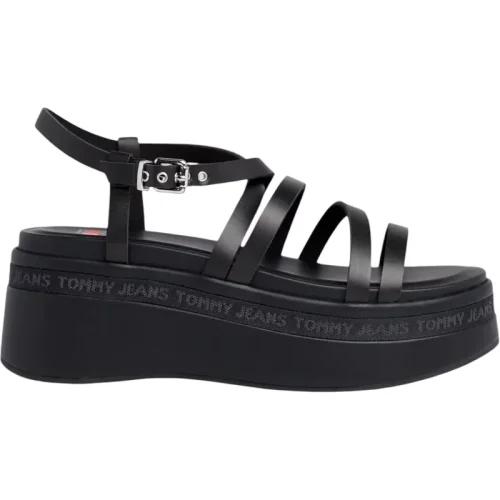 Tommy Hilfiger Leren sandalen met sleehak en bandjes