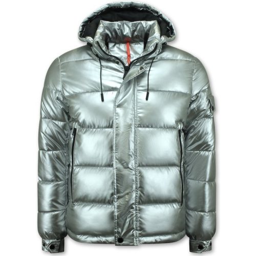 Enos Zilveren puffer jackets met capuchon