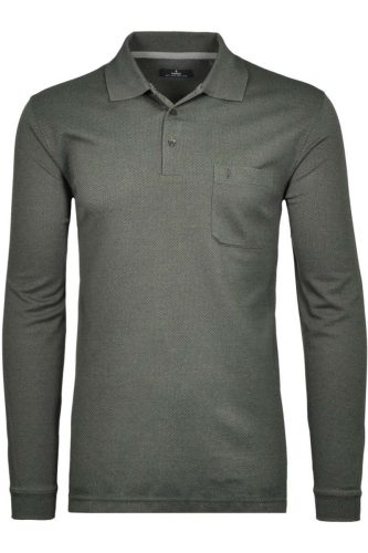 RAGMAN Modern Fit Poloshirt lange mouw grijs, Melange