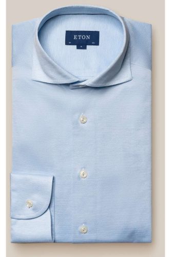 ETON Slim Fit Jersey shirt lichtblauw, Effen