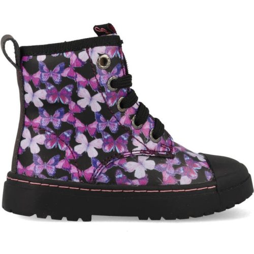 Shoesme Boot biker black pink butterfly sw21w011-a zwart