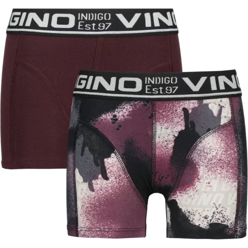 Vingino Jongens ondergoed 2-pack boxers camou aubergine red