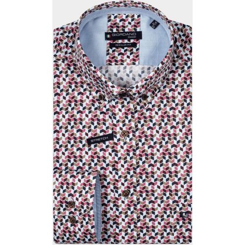 Giordano Casual hemd lange mouw Roze Ivy, LS Button Down Graphic P 427016/50